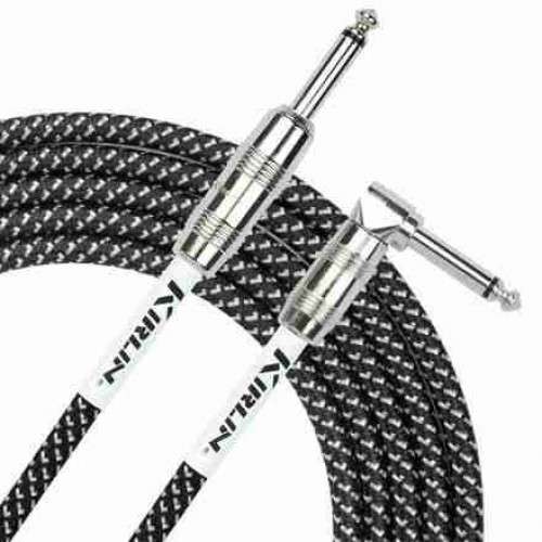 Kirlin 10ft Angled Guitar cable Fabric Black/white